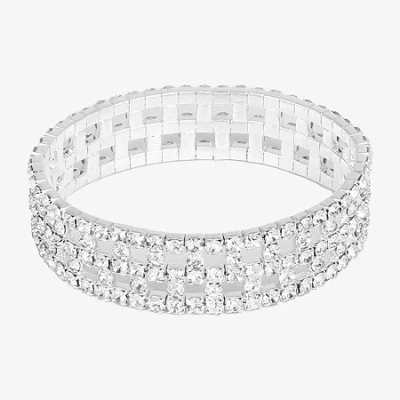 Vieste Rosa Womens Crystal Stretch Bracelet In Silver