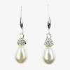 Vieste Rosa Womens Simulated Pearl Drop Earrings In Silver