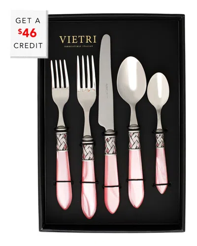 Vietri Aladdin Brilliant 20pc Flatware Set With $46 Credit In Pink