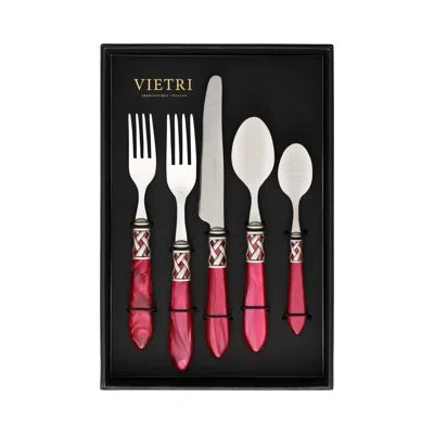 Vietri Aladdin Antique 5 Piece Place Setting Set In Raspberry