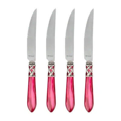 Vietri Aladdin Antique Steak Knives In Raspberry