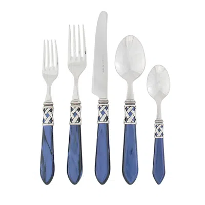 Vietri Aladdin Antique White 20 Piece Flatware Set In Blue