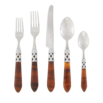 Vietri Aladdin Antique White 20 Piece Flatware Set In Brown
