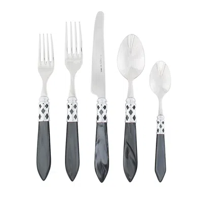 Vietri Aladdin Antique White 20 Piece Flatware Set In Charcoal