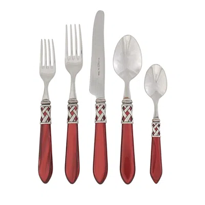 Vietri Aladdin Antique White 20 Piece Flatware Set In Red