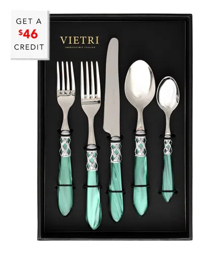 Vietri Aladdin Brilliant 20pc Flatware Set With $46 Credit In Green