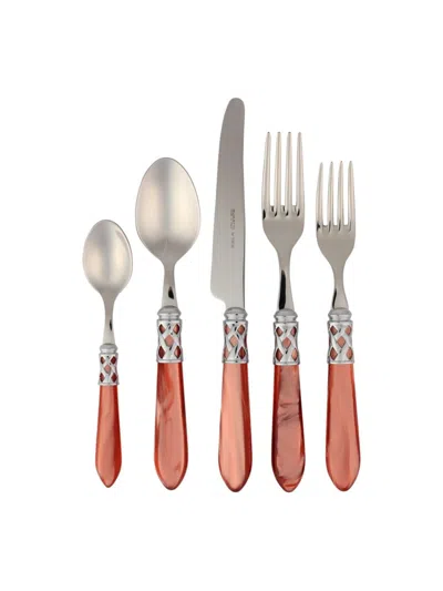 Vietri Aladdin Brilliant Aqua 5-piece Flatware Set In Red