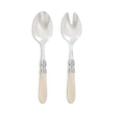Vietri Aladdin Brilliant Salad Server Set In Brilliant Ivory
