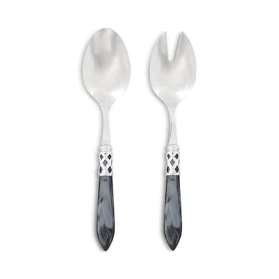 Vietri Aladdin Brilliant Salad Server Set In Charcoal