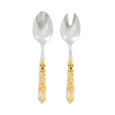 Vietri Aladdin Brilliant Salad Server Set In Gold Fleck
