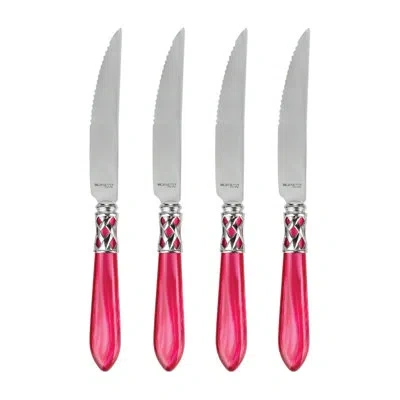 Vietri Aladdin Brilliant Steak Knives In Raspberry