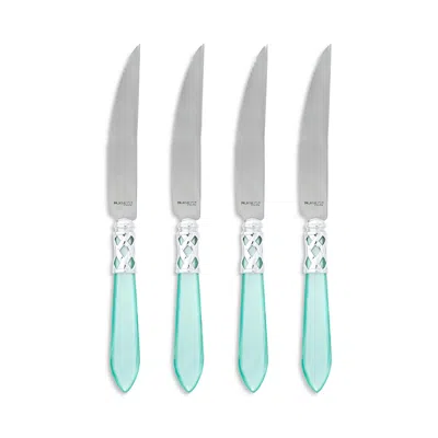 Vietri Aladdin Brilliant Steak Knives, Set Of 4 In Aqua