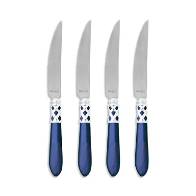 Vietri Aladdin Brilliant Steak Knives, Set Of 4 In Blue