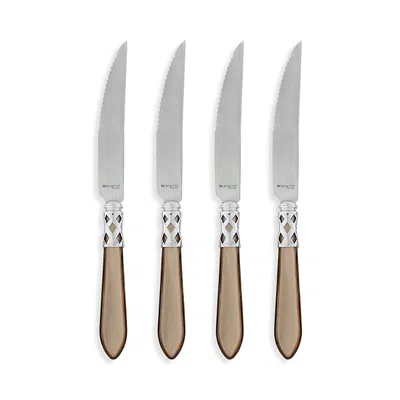 Vietri Aladdin Brilliant Steak Knives, Set Of 4 In Taupe