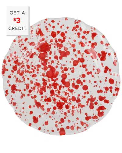 Vietri Amalfitana Splatter Salad Plate With $3 Credit In Red