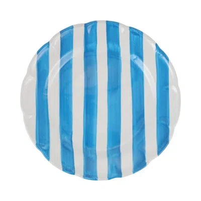 Vietri Amalfitana Stripe Dinner Plate In Aqua