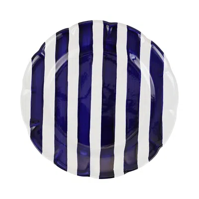 Vietri Amalfitana Striped Dinner Plate In Cobalt