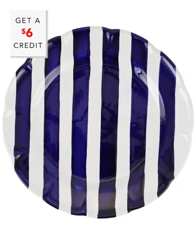 Vietri Amalfitana Stripe Dinner Plate With $6 Credit In Blue
