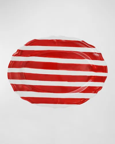Vietri Amalfitana Stripe Oval Platter In Red