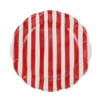 Vietri Amalfitana Stripe Round Platter In Red