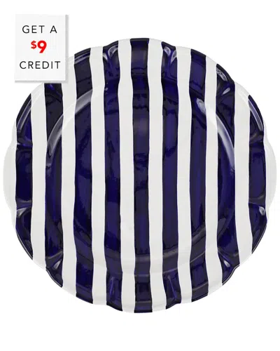 Vietri Amalfitana Stripe Round Platter With $9 Credit In Blue