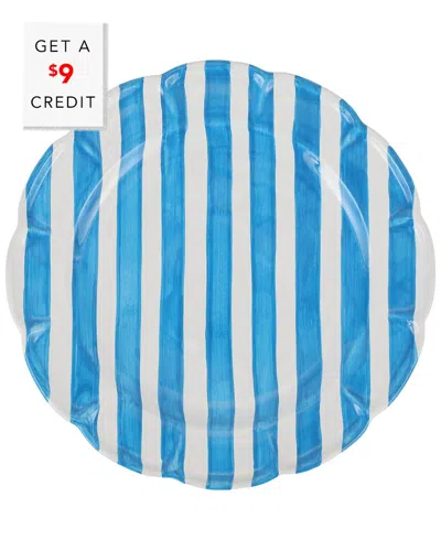Vietri Amalfitana Stripe Round Platter With $9 Credit In Blue