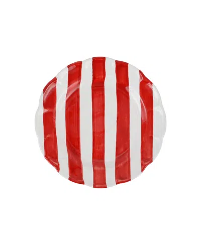 Vietri Amalfitana Stripe Salad Plate In Red