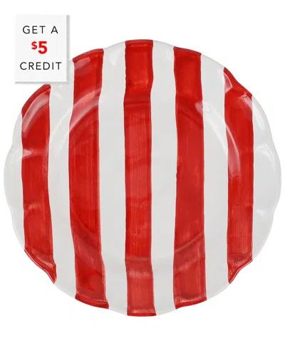 Vietri Amalfitana Stripe Salad Plate With $5 Credit In Red