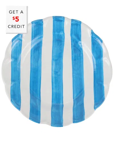 Vietri Amalfitana Stripe Salad Plate 8" In Blue