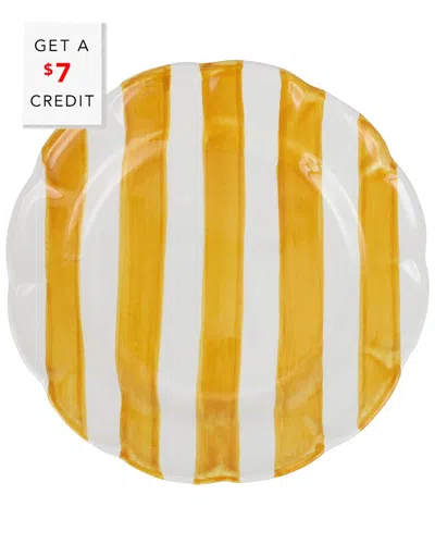 Vietri Amalfitana Stripe Salad Plate With $7 Credit In Yellow