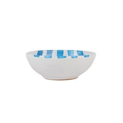 Vietri Amalfitana Striped Cereal Bowl In White,aqua
