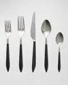 Vietri Ares Argento & Black 5-piece Flatware Place Setting In Black
