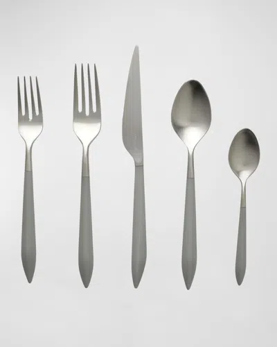 Vietri Ares Argento & Black 5-piece Place Setting In Gray