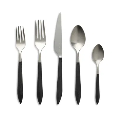 VIETRI ARES ARGENTO & BLACK FIVE PIECE PLACE SETTING