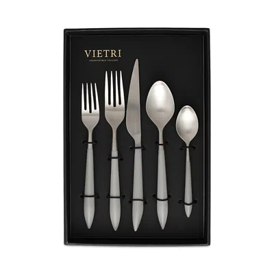 Vietri Ares Argento & Light Gray 20 Piece Flatware Set In Silver