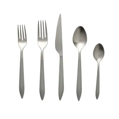 Vietri Ares Argento Five-piece Place Setting Flatware Sets In Gray