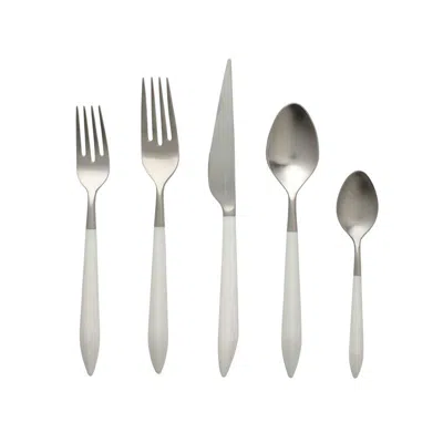 Vietri Ares Argento Five-piece Place Setting Flatware Sets In White