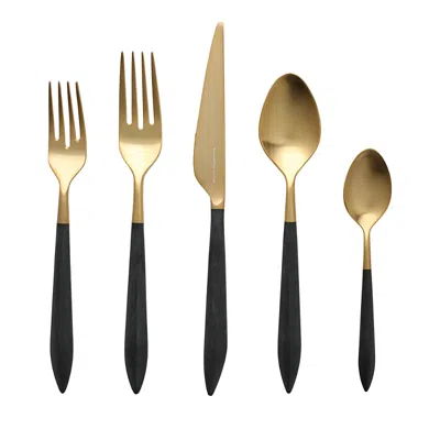 Vietri Ares Oro & Black 20 Piece Flatware Set In Gold