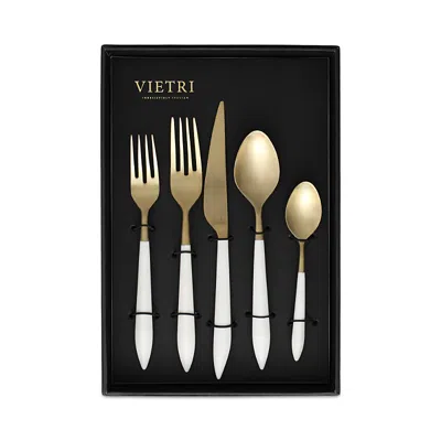 Vietri Ares Oro & White 20 Piece Flatware Set In Gold