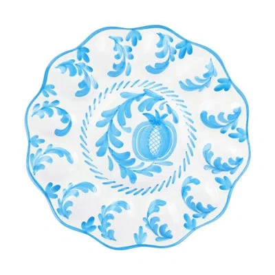 Vietri Arezzo Aqua Egg Platter In Aqua,white