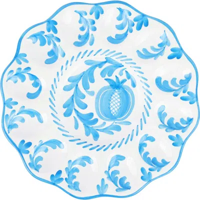 Vietri Arezzo Egg Platter In Turquoise/aqua