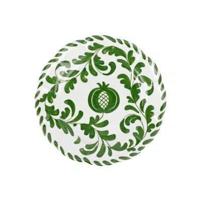 Vietri Arezzo Green Salad Plate In White,green