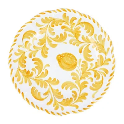 Vietri Arezzo Yellow Round Platter In White,yellow