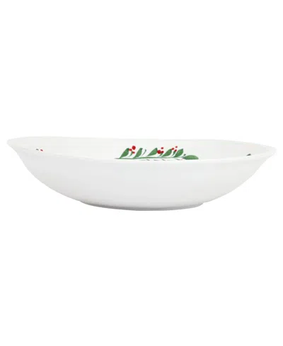 Vietri Aria Holiday Shallow Oval Bowl In White