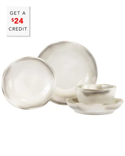 Vietri Aurora Ash Four-piece Place Setting In Taupe