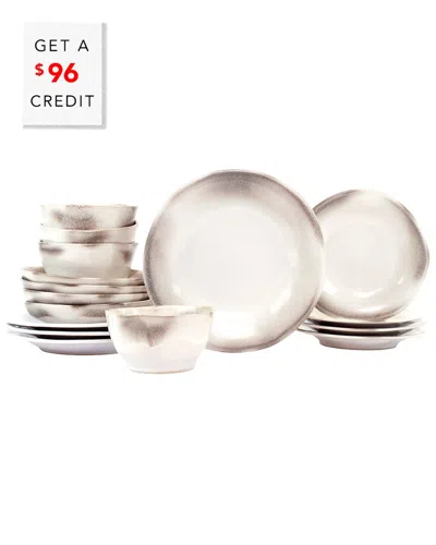 Vietri Aurora Ash Sixteen-piece Place Setting In Grey