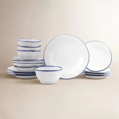Vietri Aurora Edge 4 - Piece Place Setting In White,blue