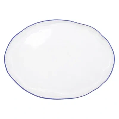 Vietri Aurora Edge Large Oval Platter In Blue;white