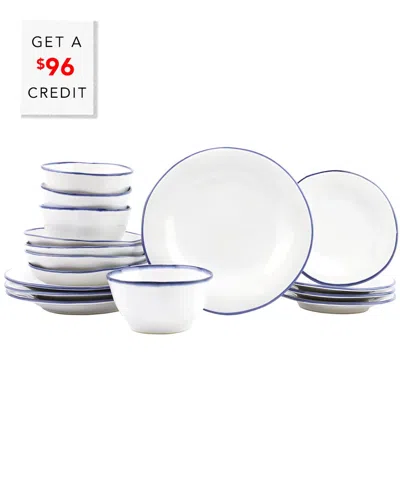 Vietri Aurora Edge Sixteen-piece Place Setting With $96 Credit In Blue