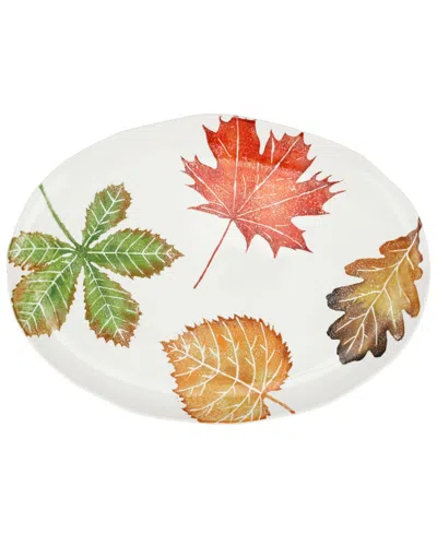 Vietri Autunno Assorted Leaves Large Oval Platter In Brown